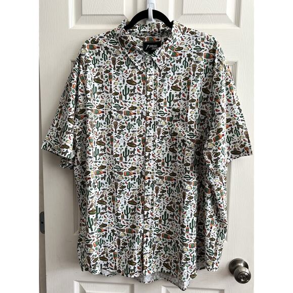 7 Strong Brand Other - 7 STRONG BRAND Down To Feista Mexican Novelty Button Down Tiki Shirt